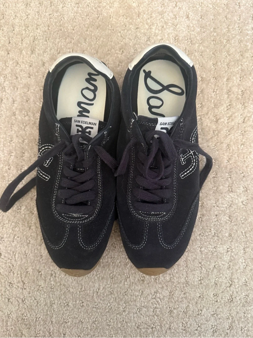 Sam Edelman Men's Dark Navy Suede Lace-Up Sneakers